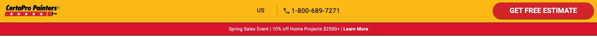 CertaPro Painters navigation bar showing main links and call-to-action elements