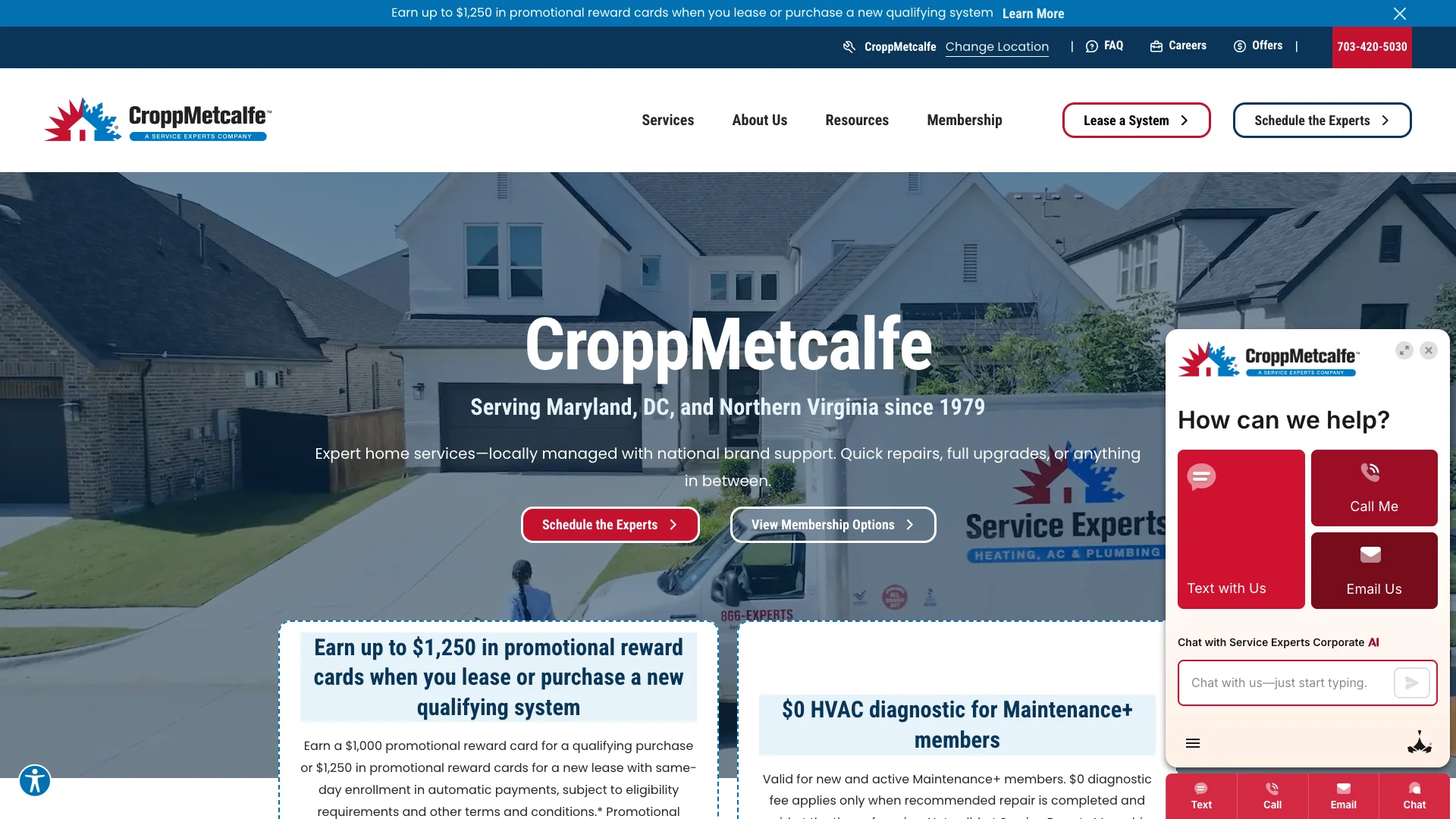 Service Experts Croppmetcalfe Fairfax Maryland franchise location page showing the Request Rejected template response our audit tool received when attempting to read the location-specific content