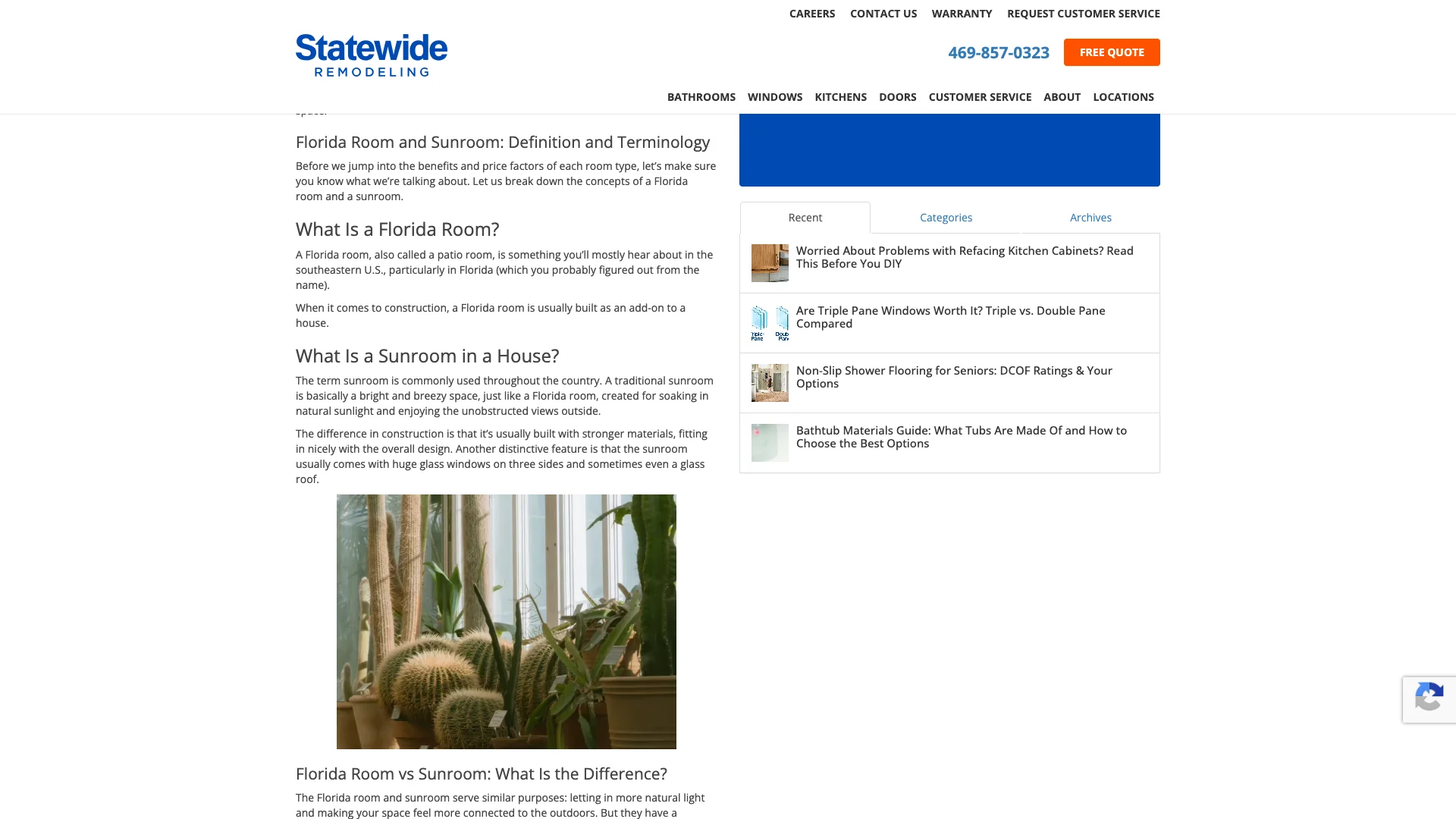Statewide Remodeling Dallas page showing Google Reviews widget with star ratings, trust badges, and the chat widget visible on the page