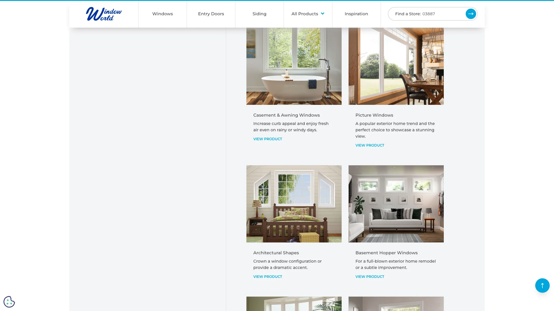 Window World product page showing one of the three lead capture forms embedded within the window replacement product content